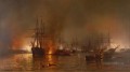 Flotte de Mauritz de Haas Farragut passant les forts en dessous des Batailles navales de la Nouvelle Orléans